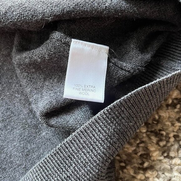 Gray Turnbury Mens XXL Quarter Zip 100% Extra Fine Merino Wool Pullover - Picture 4 of 6